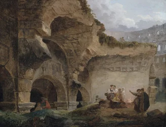 Wäscherinnen in den Ruinen des Kolosseums